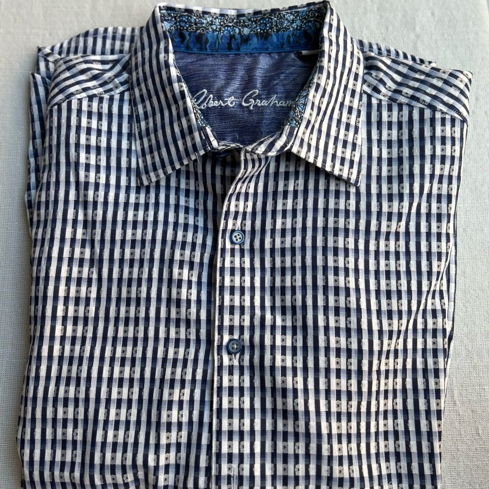 Robert Graham Navy and White Patterned Men's Shirt